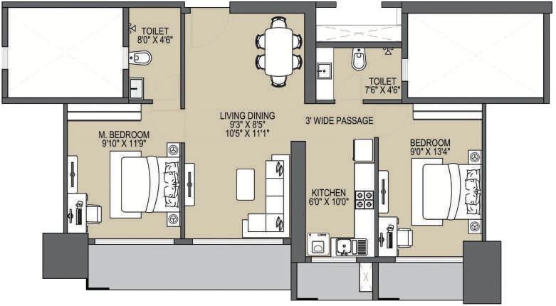 2 BHK Residence (Type 1)