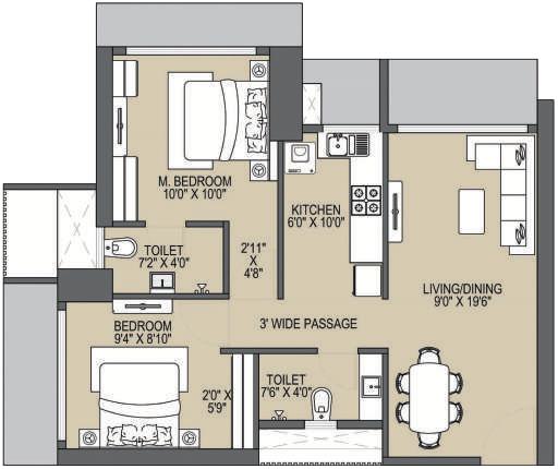2 BHK Residence (Type 2)