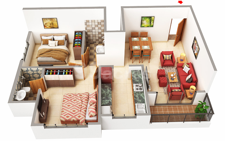 2 BHK - 685 sq.ft